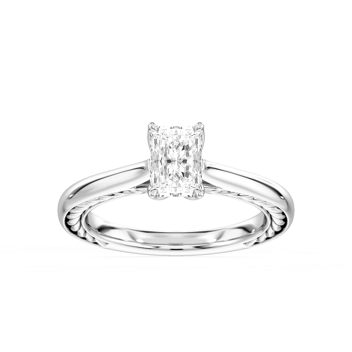 Rani 1 ctw Radiant Lab Grown Diamond Lasso Rope Solitaire Engagement Ring