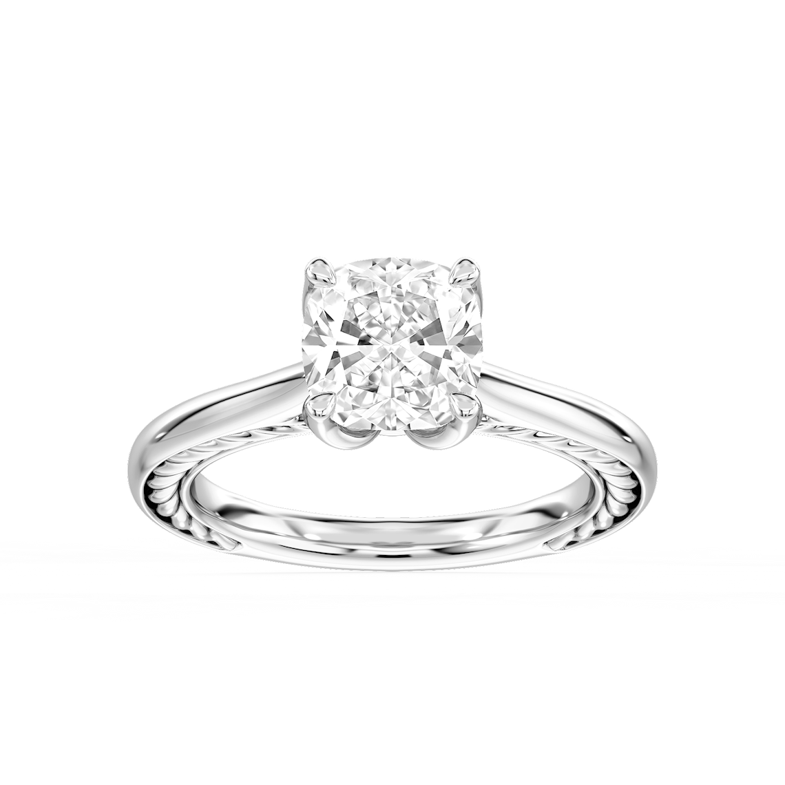 Rani 2 ½ ctw Cushion Lab Grown Diamond Lasso Rope Solitaire Engagement Ring