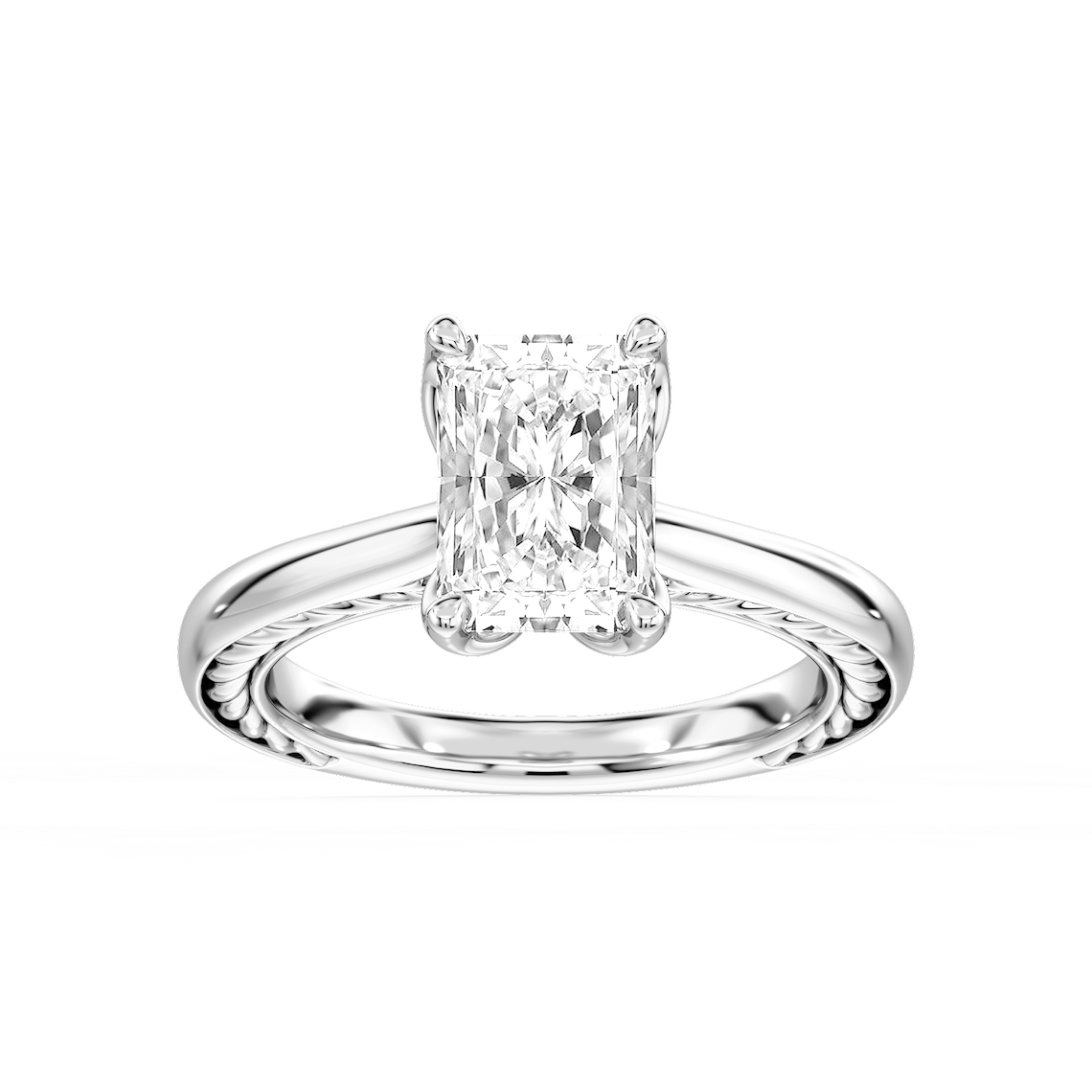 Rani 2 ½ ctw Radiant Lab Grown Diamond Lasso Rope Solitaire Engagement Ring
