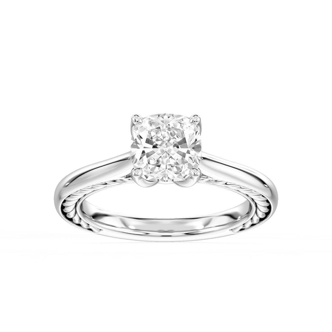 Rani 2 ctw Cushion Lab Grown Diamond Lasso Rope Solitaire Engagement Ring