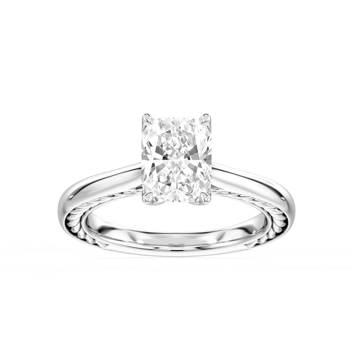 Rani 2 ctw Elongated Cushion Lab Grown Diamond Lasso Rope Solitaire Engagement Ring
