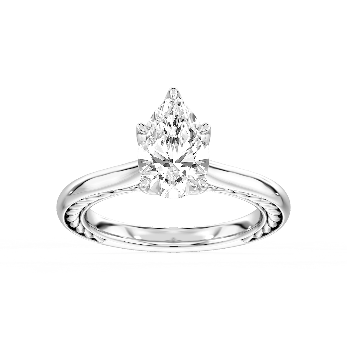 Rani 2 ctw Pear Lab Grown Diamond Lasso Rope Solitaire Engagement Ring