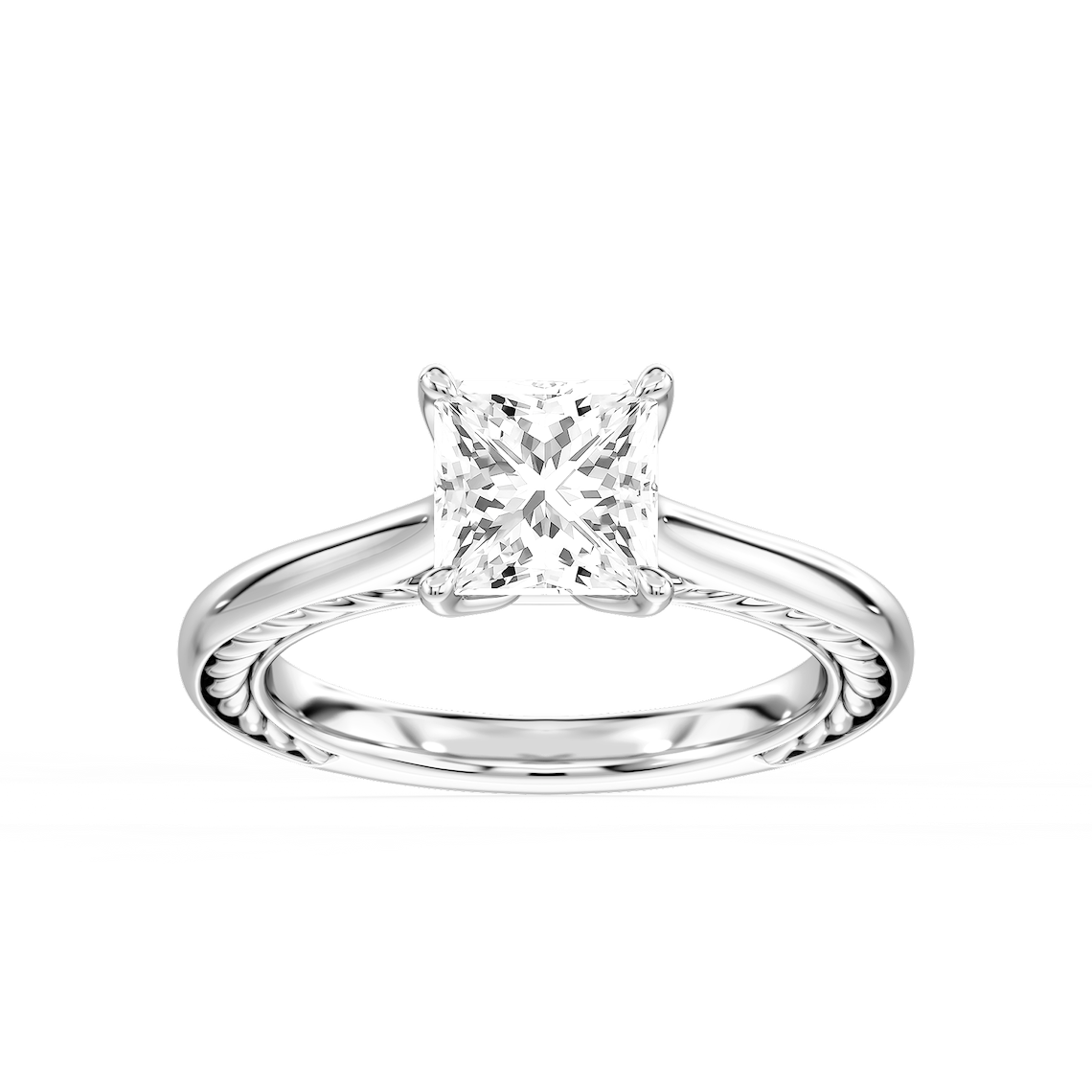 Rani 2 ctw Princess Lab Grown Diamond Lasso Rope Solitaire Engagement Ring