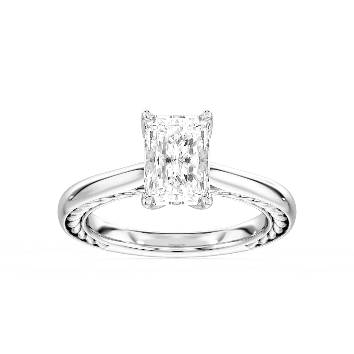 Rani 2 ctw Radiant Lab Grown Diamond Lasso Rope Solitaire Engagement Ring