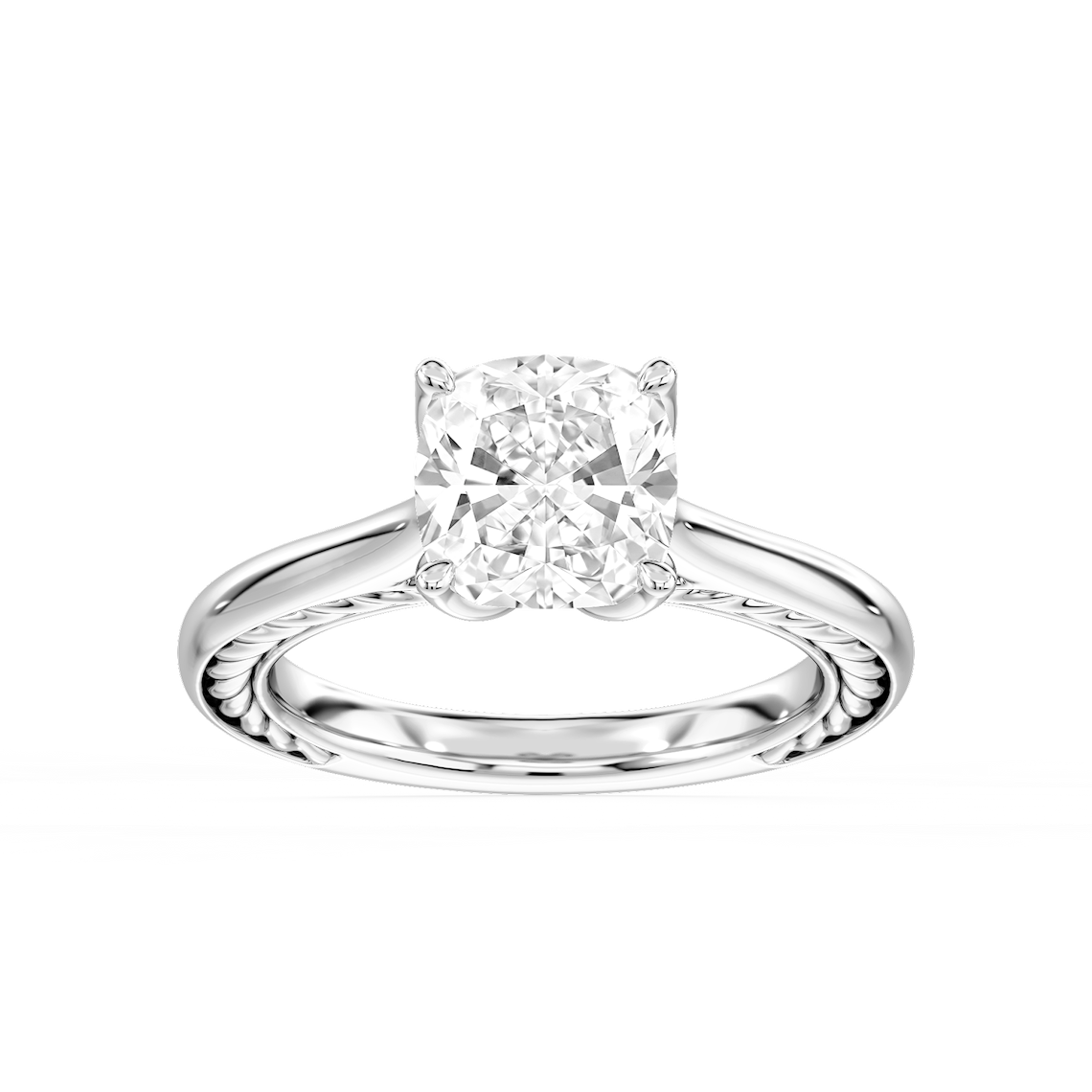 Rani 3 ctw Cushion Lab Grown Diamond Lasso Rope Solitaire Engagement Ring