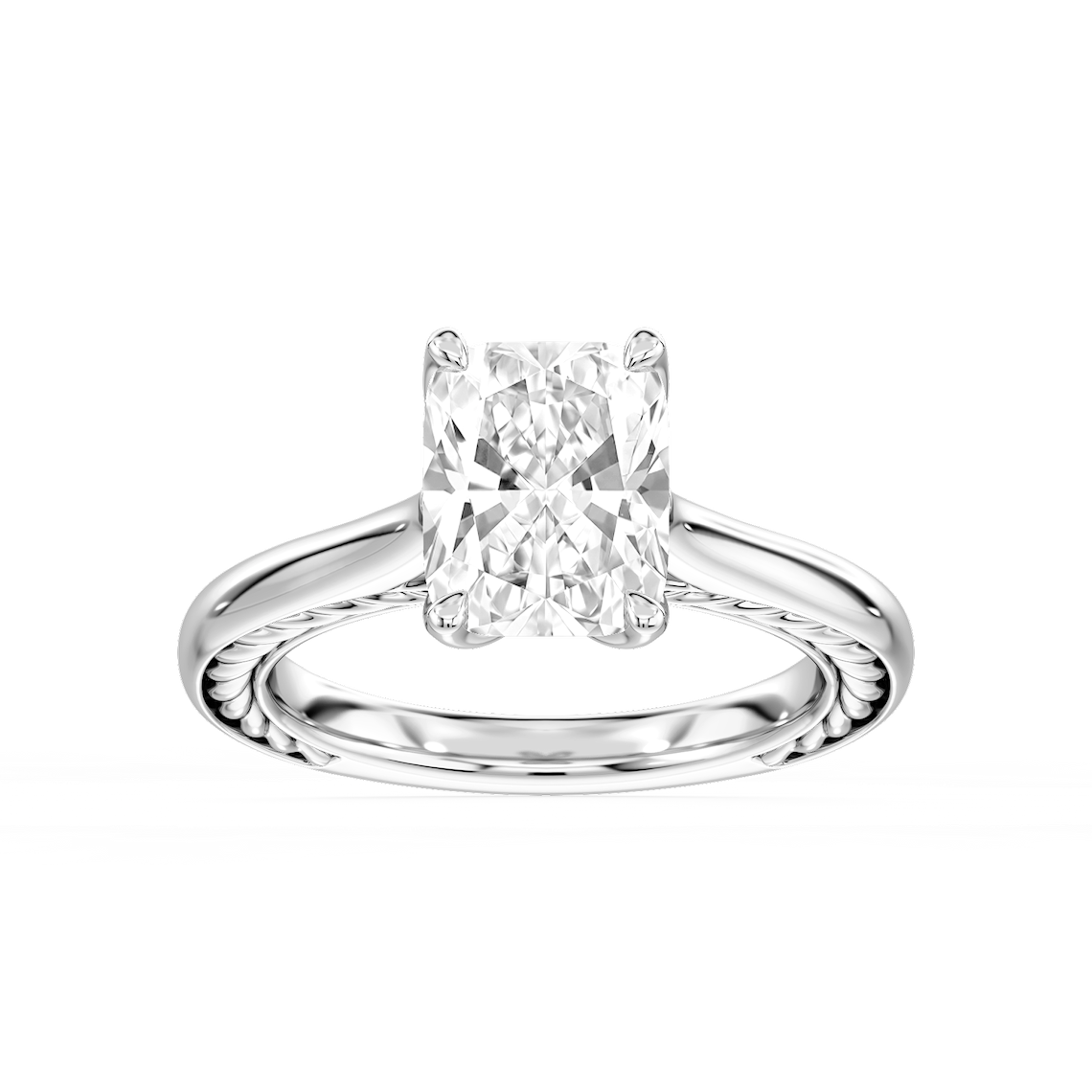 Rani 3 ctw Elongated Cushion Lab Grown Diamond Lasso Rope Solitaire Engagement Ring