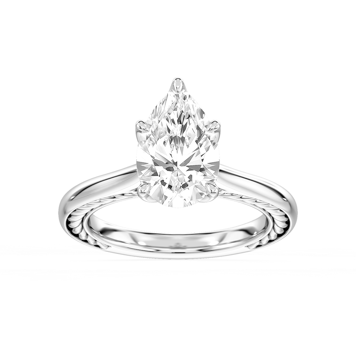 Rani 3 ctw Pear Lab Grown Diamond Lasso Rope Solitaire Engagement Ring