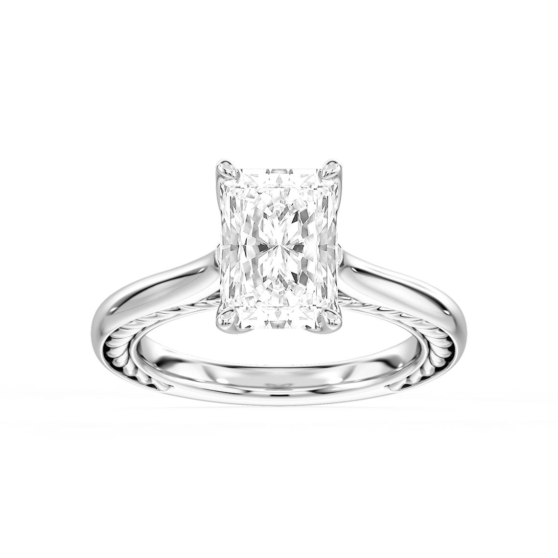 Rani 3 ctw Radiant Lab Grown Diamond Lasso Rope Solitaire Engagement Ring