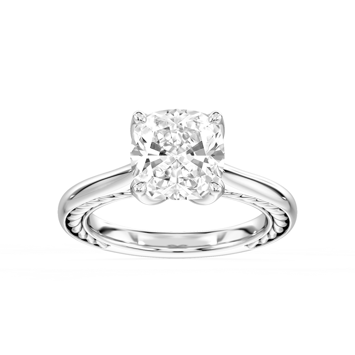 Rani 4 ctw Cushion Lab Grown Diamond Lasso Rope Solitaire Engagement Ring