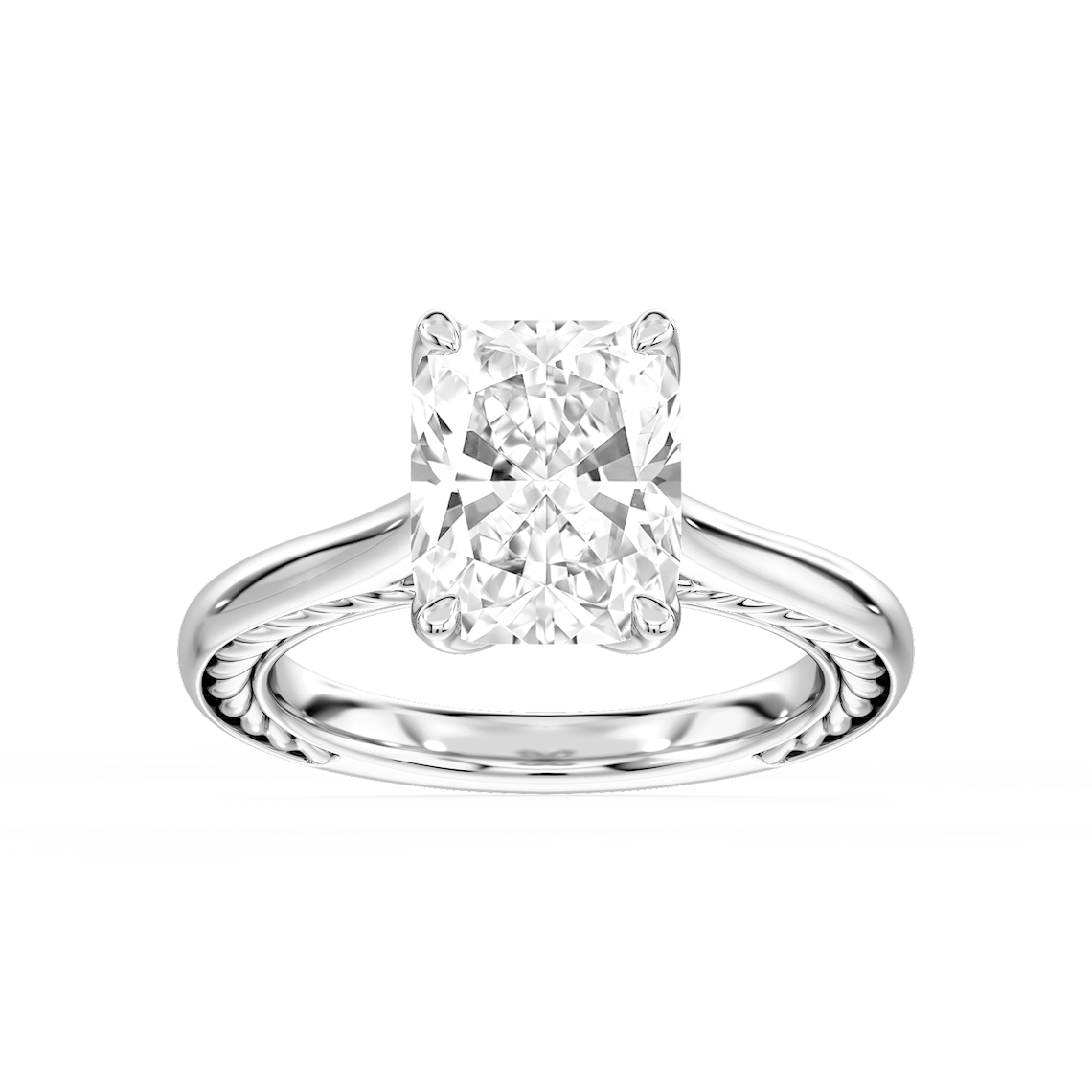 Rani 4 ctw Elongated Cushion Lab Grown Diamond Lasso Rope Solitaire Engagement Ring
