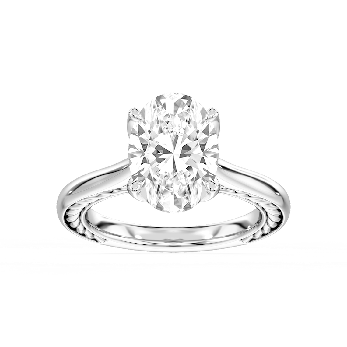 Rani 4 ctw Oval Lab Grown Diamond Lasso Rope Solitaire Engagement Ring