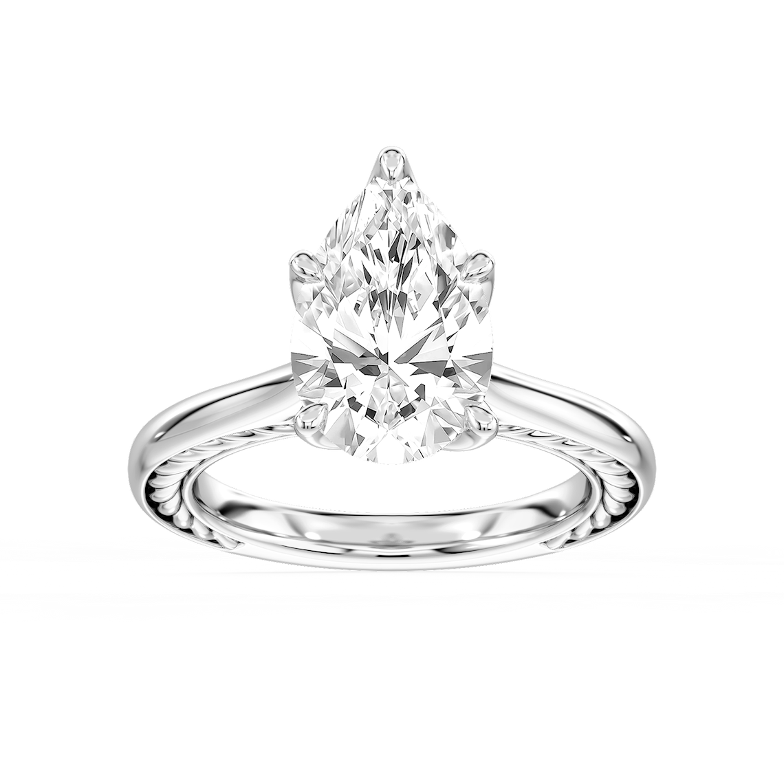 Rani 4 ctw Pear Lab Grown Diamond Lasso Rope Solitaire Engagement Ring