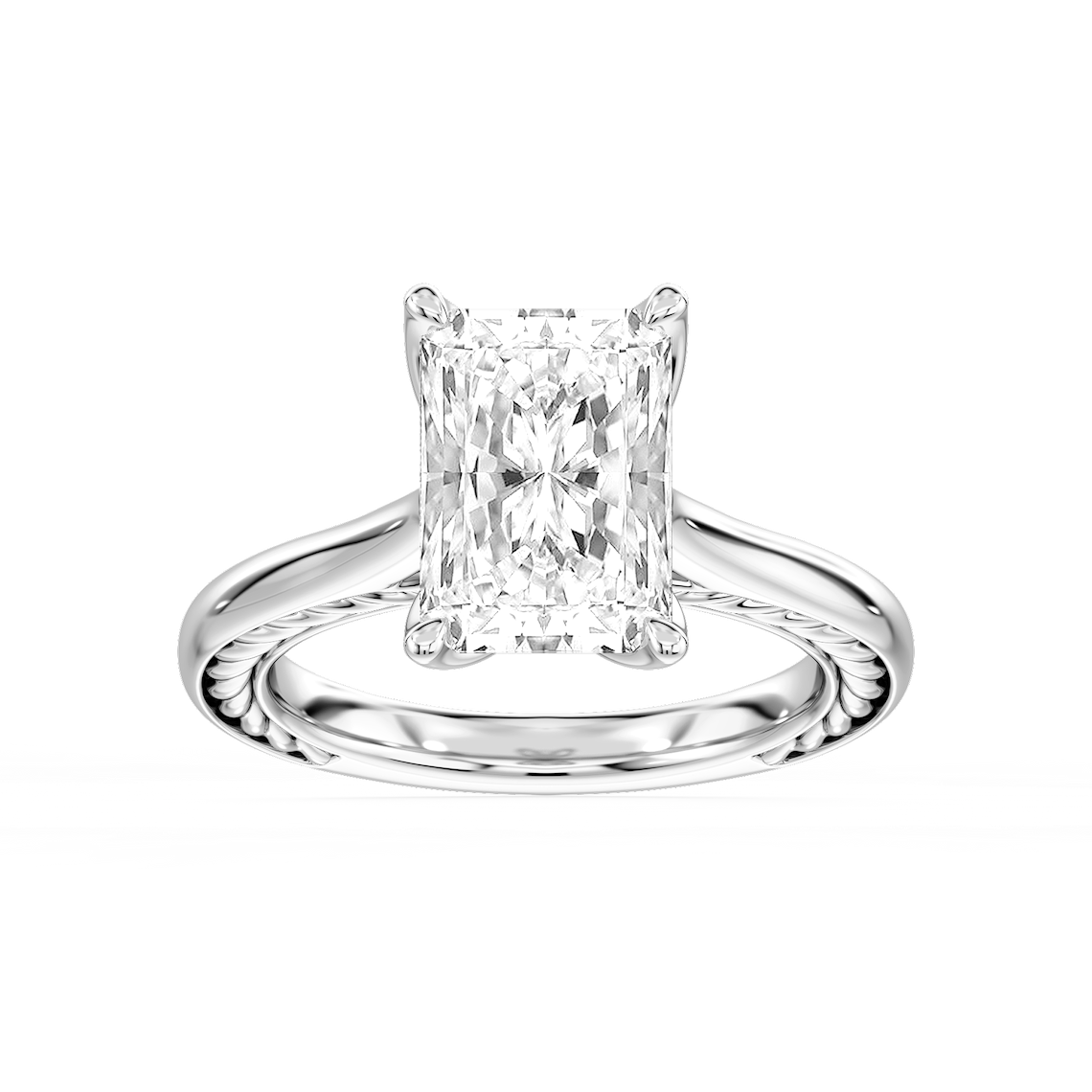 Rani 4 ctw Radiant Lab Grown Diamond Lasso Rope Solitaire Engagement Ring