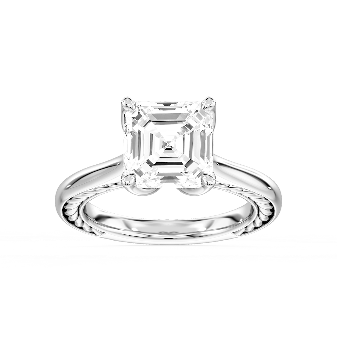 Rani 5 ctw Asscher Lab Grown Diamond Lasso Rope Solitaire Engagement Ring