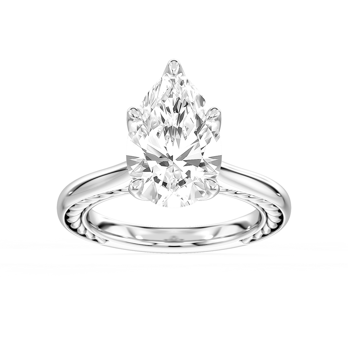 Rani 5 ctw Pear Lab Grown Diamond Lasso Rope Solitaire Engagement Ring