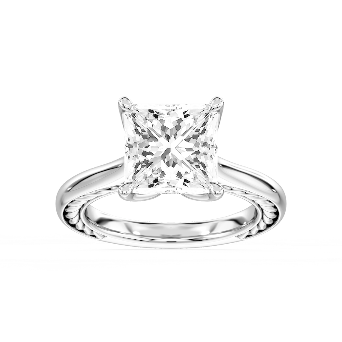 Rani 5 ctw Princess Lab Grown Diamond Lasso Rope Solitaire Engagement Ring