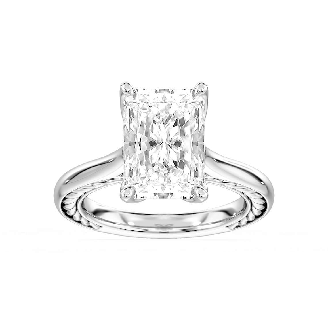 Rani 5 ctw Radiant Lab Grown Diamond Lasso Rope Solitaire Engagement Ring
