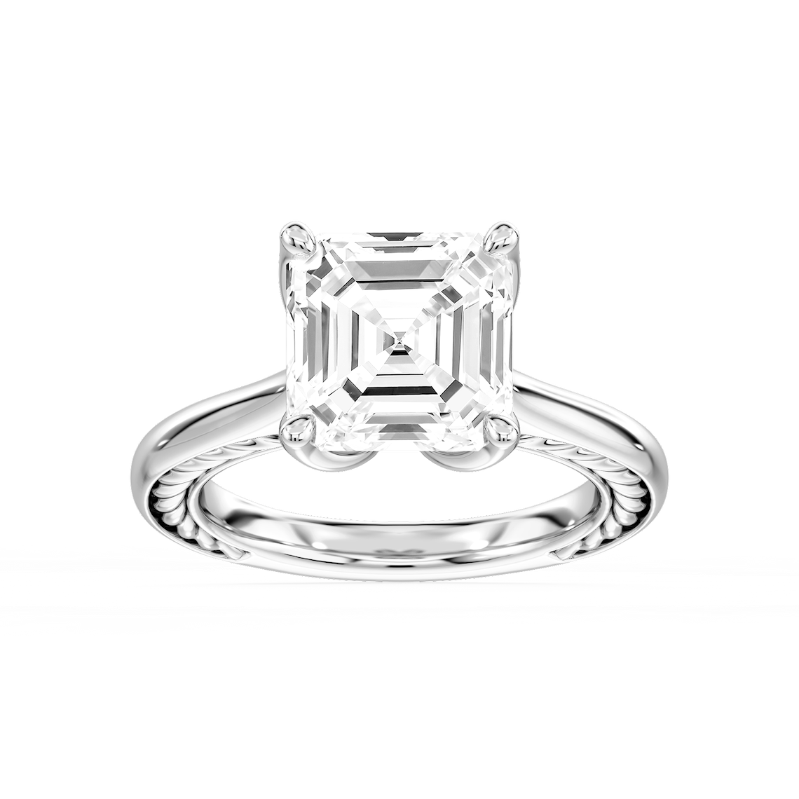 Rani 6 ctw Asscher Lab Grown Diamond Lasso Rope Solitaire Engagement Ring