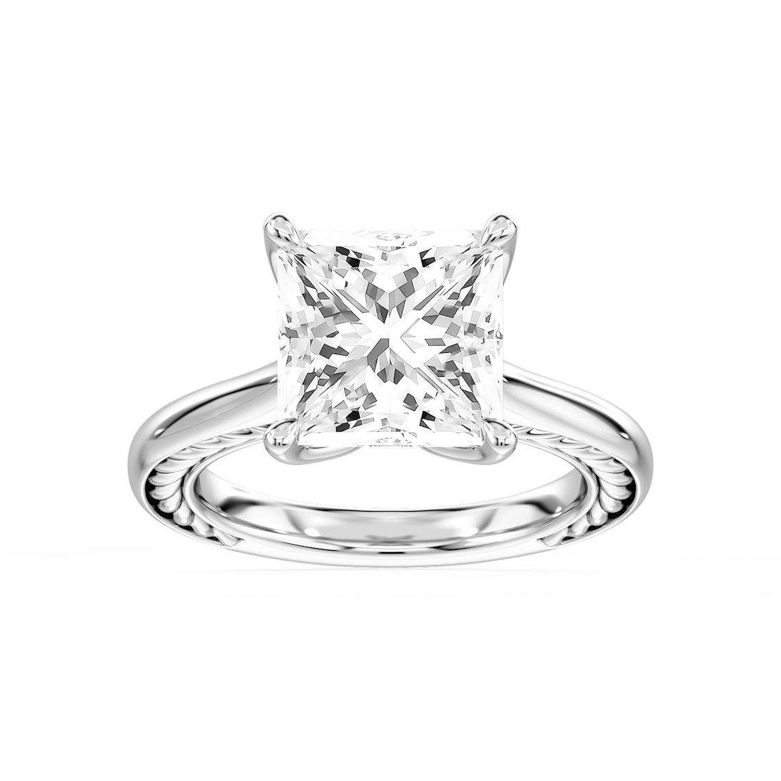 Rani 6 ctw Princess Lab Grown Diamond Lasso Rope Solitaire Engagement Ring