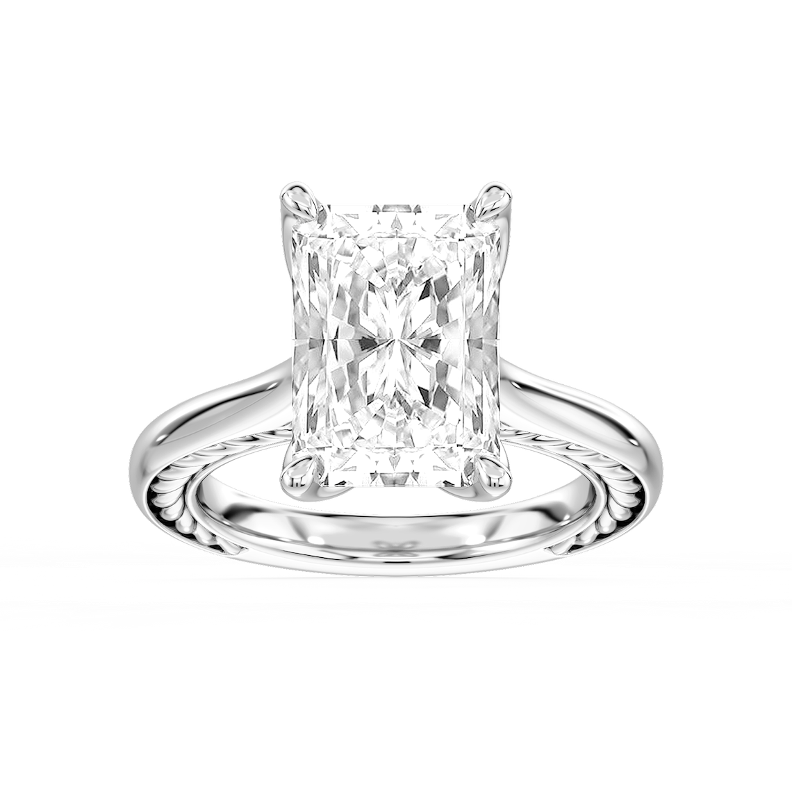 Rani 6 ctw Radiant Lab Grown Diamond Lasso Rope Solitaire Engagement Ring