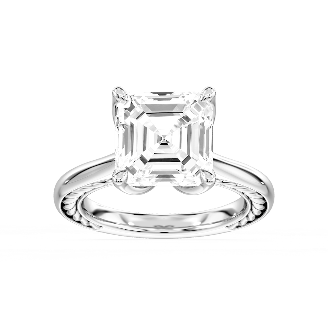 Rani 7 ctw Asscher Lab Grown Diamond Lasso Rope Solitaire Engagement Ring