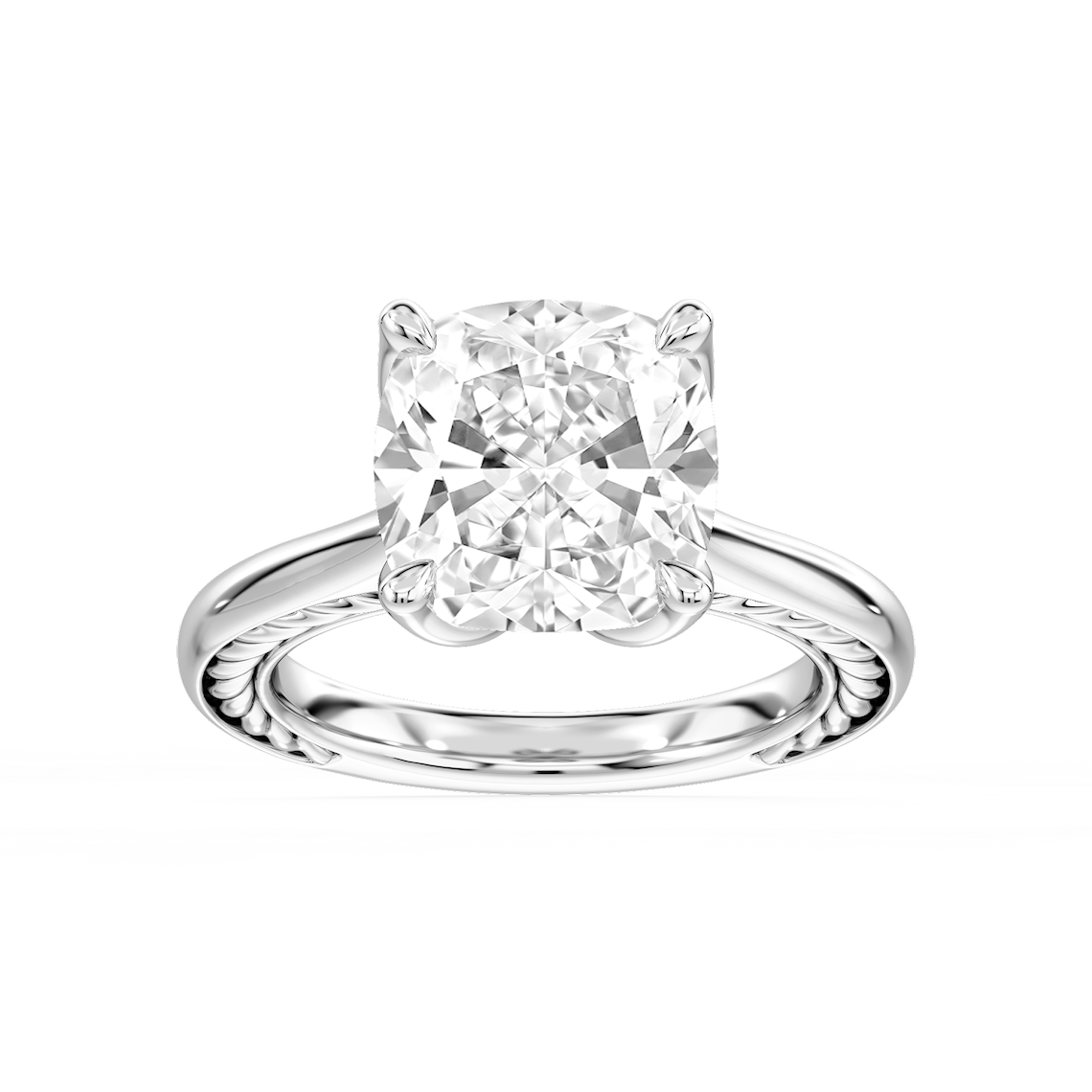 Rani 7 ctw Cushion Lab Grown Diamond Lasso Rope Solitaire Engagement Ring