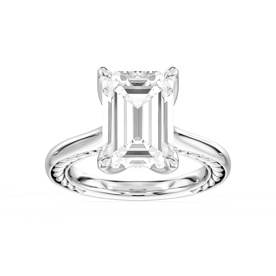 Rani 7 ctw Emerald Lab Grown Diamond Lasso Rope Solitaire Engagement Ring