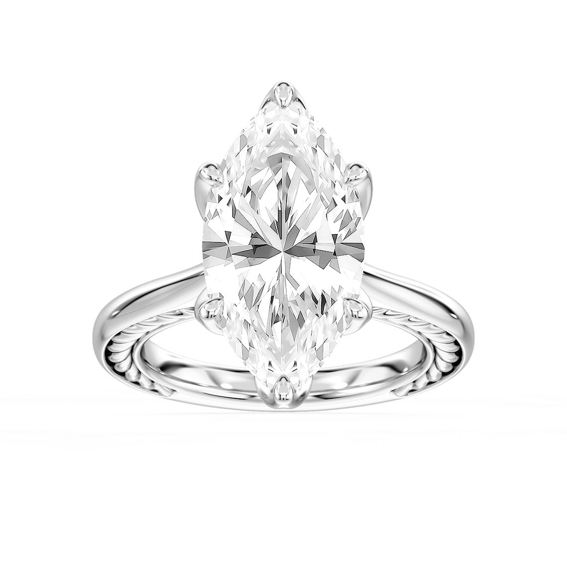Rani 7 ctw Marquise Lab Grown Diamond Lasso Rope Solitaire Engagement Ring