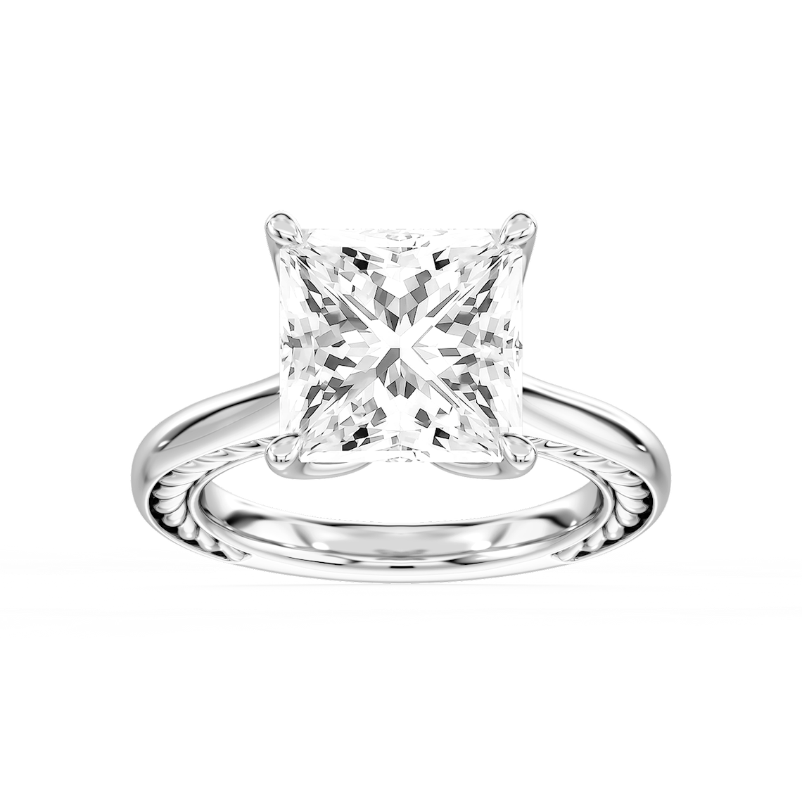 Rani 7 ctw Princess Lab Grown Diamond Lasso Rope Solitaire Engagement Ring