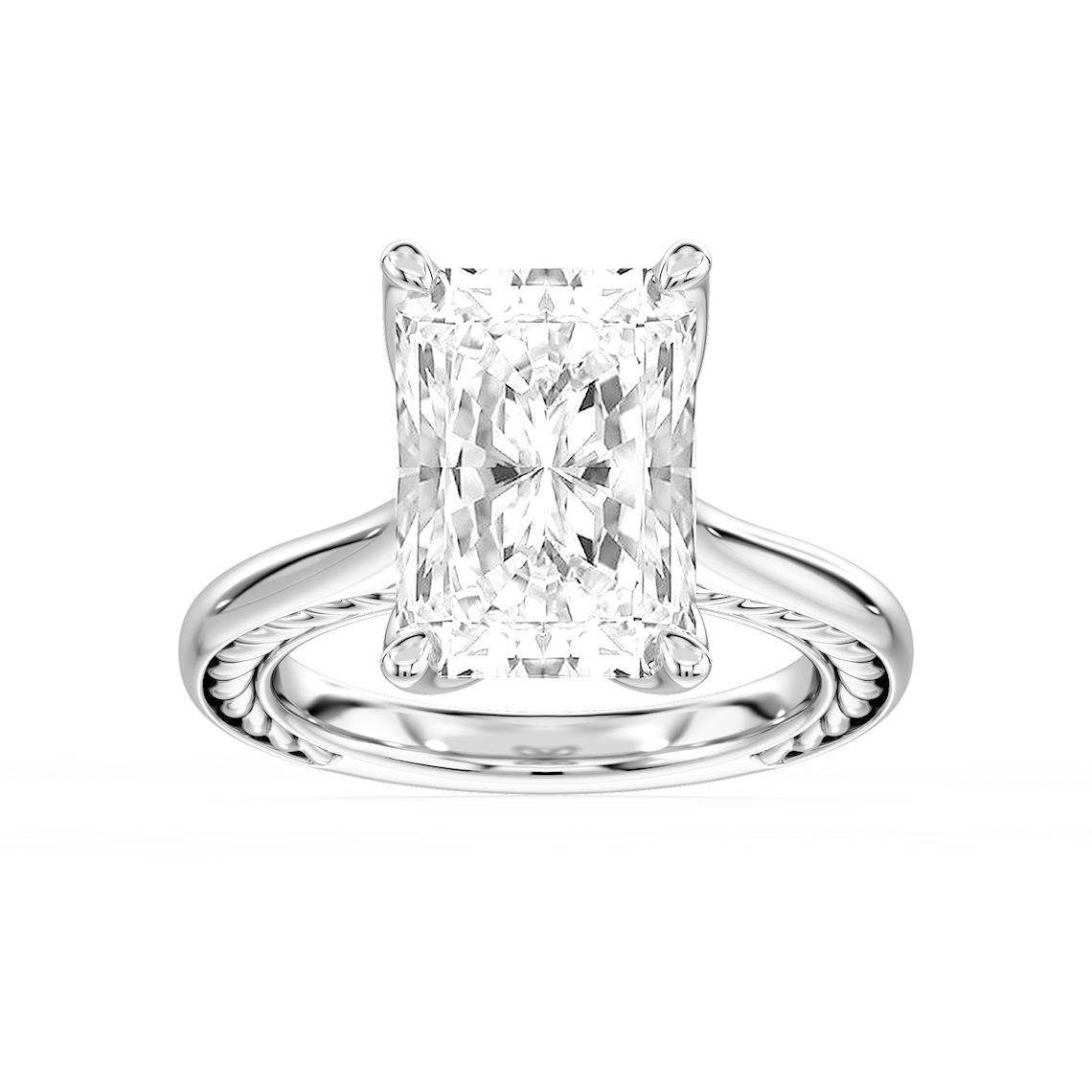 Rani 7 ctw Radiant Lab Grown Diamond Lasso Rope Solitaire Engagement Ring