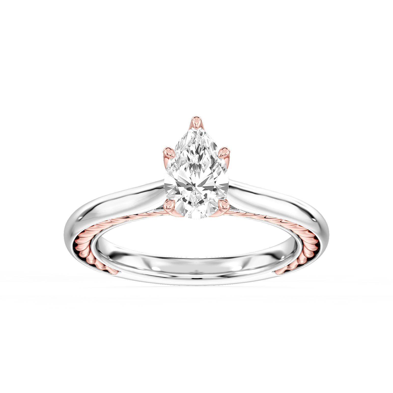 Rani Pear Lab Grown Diamond Lasso Rope Solitaire Engagement Ring