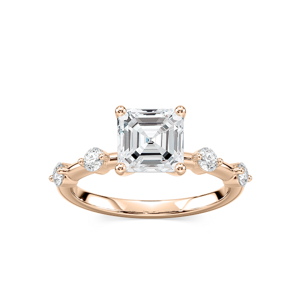 Leah Asscher Lab Grown Diamond Spaced Side Stone Engagement Ring