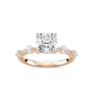 Leah Cushion Lab Grown Diamond SpacedSide Stone Engagement Ring