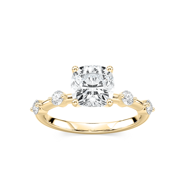 Leah Cushion Lab Grown Diamond Spaced Side Stone Engagement Ring