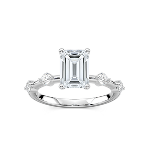 Leah Emerald Lab Grown Diamond Spaced Side Stone Engagement Ring