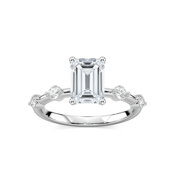 Leah Emerald Lab Grown Diamond Spaced Side Stone Engagement Ring