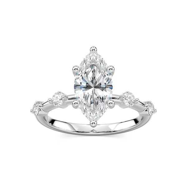 Leah Marquise Lab Grown Diamond Spaced Side Stone Engagement Ring