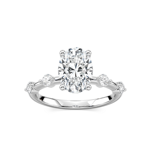 Leah Oval Lab Grown Diamond SpacedSide Stone Engagement Ring