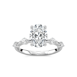 Leah Oval Lab Grown Diamond Spaced Side Stone Engagement Ring