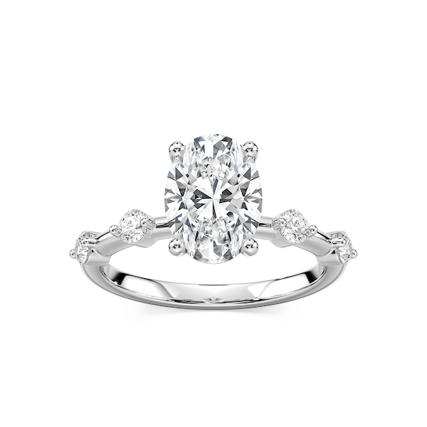 Leah Oval Lab Grown Diamond Spaced Side Stone Engagement Ring