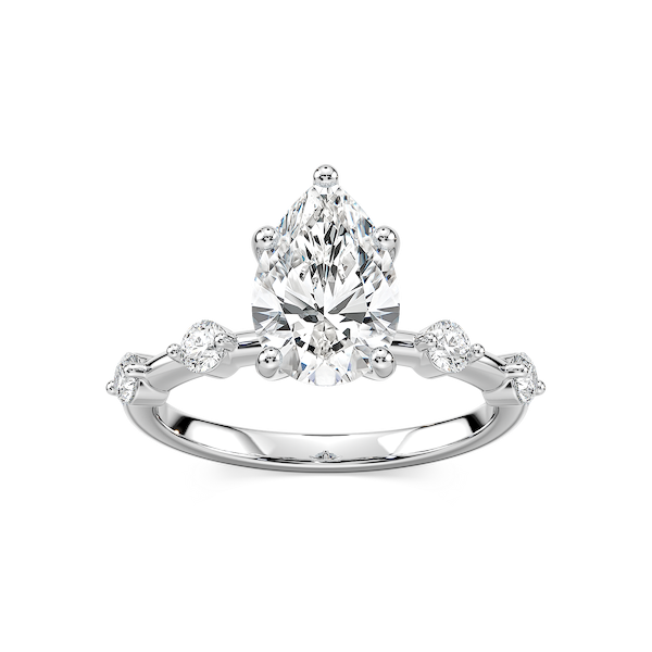 Leah Pear Lab Grown Diamond Spaced Side Stone Engagement Ring