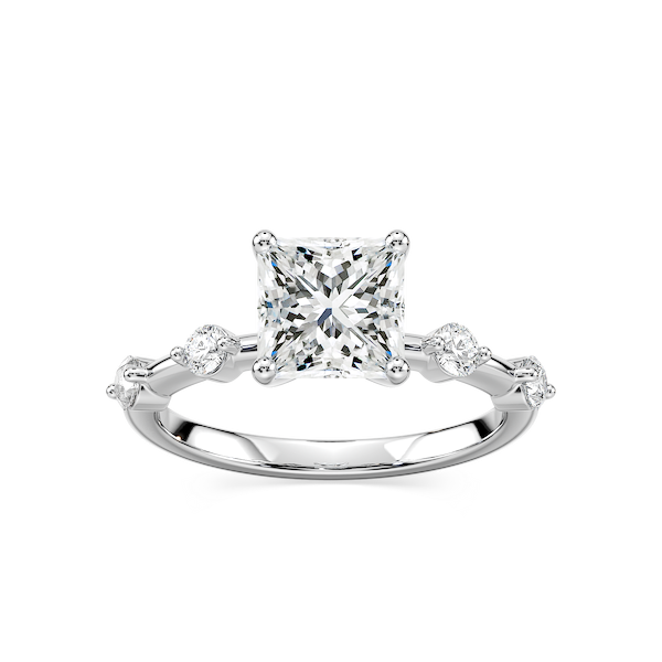 Leah Princess Lab Grown Diamond Spaced Side Stone Engagement Ring