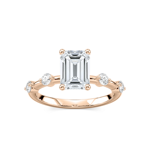Leah Radiant Lab Grown Diamond SpacedSide Stone Engagement Ring