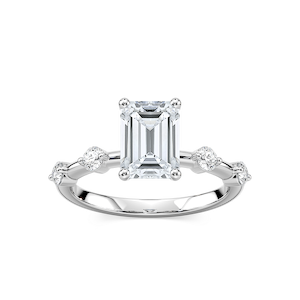 Leah Radiant Lab Grown Diamond SpacedSide Stone Engagement Ring