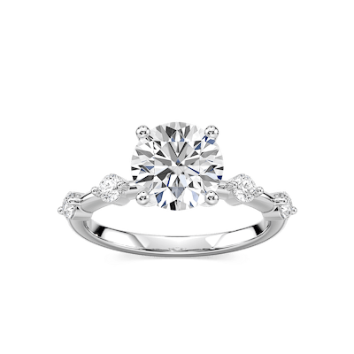 Leah Round Lab Grown Diamond SpacedSide Stone Engagement Ring