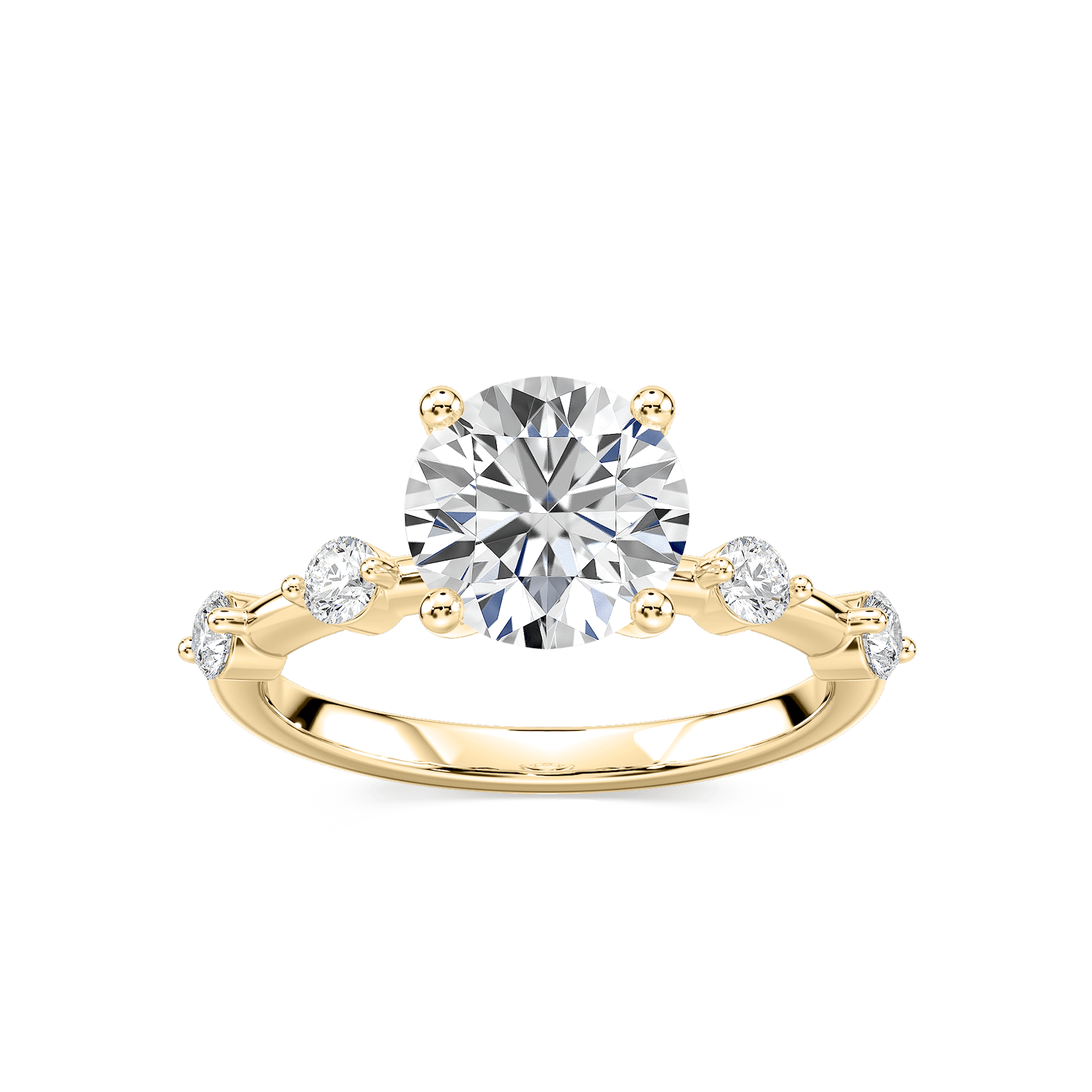 Leah Round Lab Grown Diamond Spaced Side Stone Engagement Ring