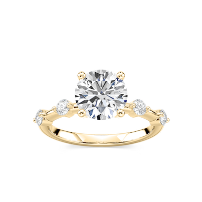Leah Round Lab Grown Diamond Spaced Side Stone Engagement Ring