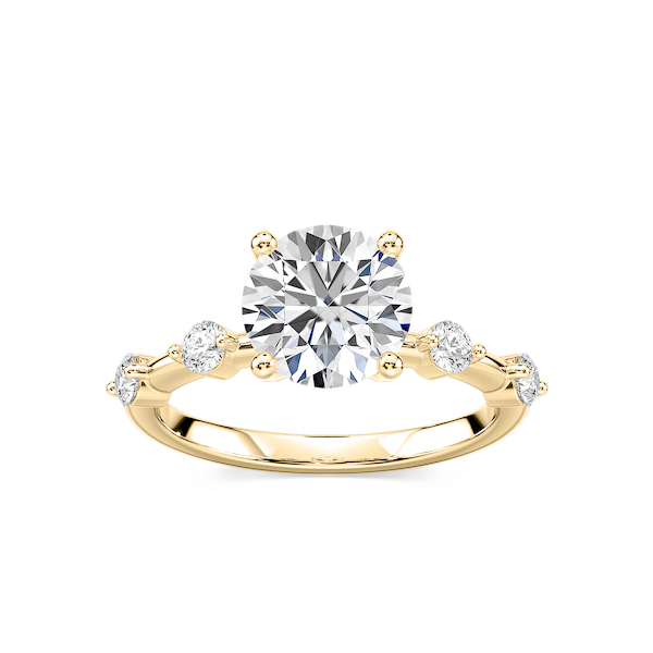Leah Round Lab Grown Diamond Spaced Side Stone Engagement Ring