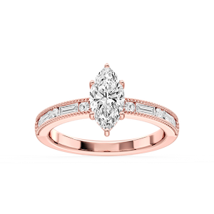 Rhianna Marquise Lab Grown Diamond Milgrain Channel Hidden Halo Engagement Ring