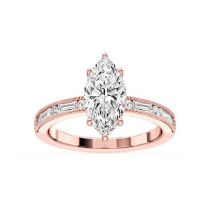 Rhianna Marquise Lab Grown Diamond Milgrain Channel Hidden Halo Engagement Ring